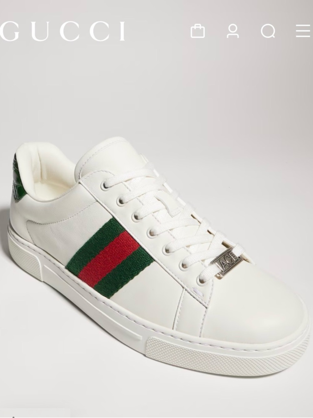 Gucci - Brand New Women's Gucci White Ace Sneaker with Web. NWB - Picture 3 of 16